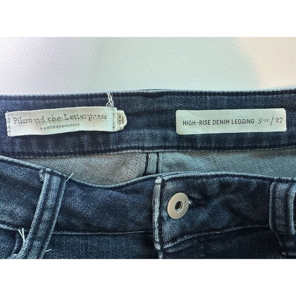 Pilcro and the Letterpress Anthro High Rise Denim Leggings Blue Jeans Women's 27 - Picture 8 of 13